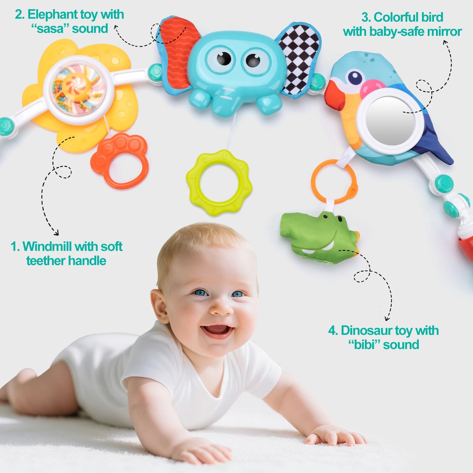 Baby Stroller Arch Toys Bouncer Toy Pram Activity Arch Toys Fine Motor Skills Toys Sensory Development Arch Baby Car Seat Toys