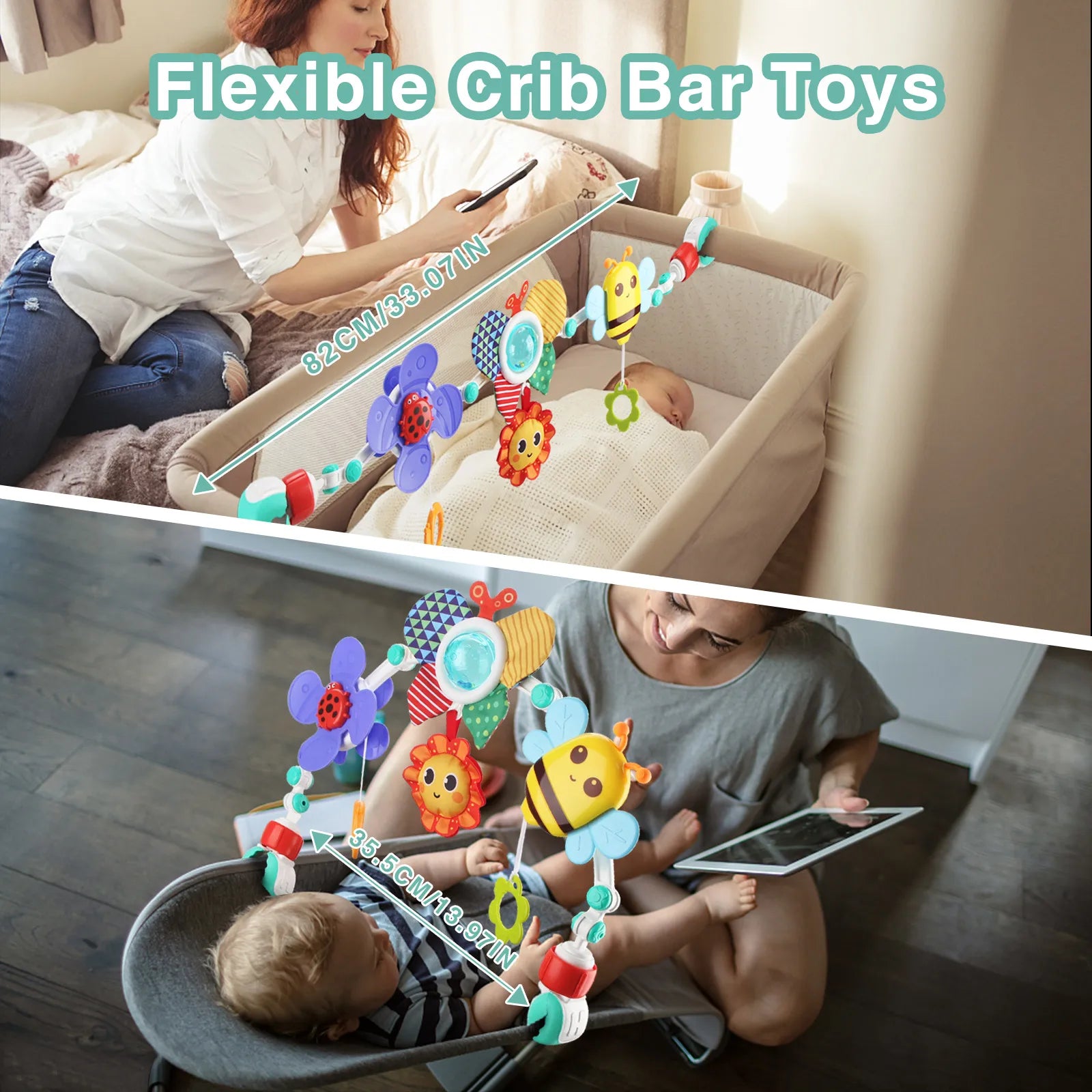 Baby Stroller Arch Toys Bouncer Toy Pram Activity Arch Toys Fine Motor Skills Toys Sensory Development Arch Baby Car Seat Toys