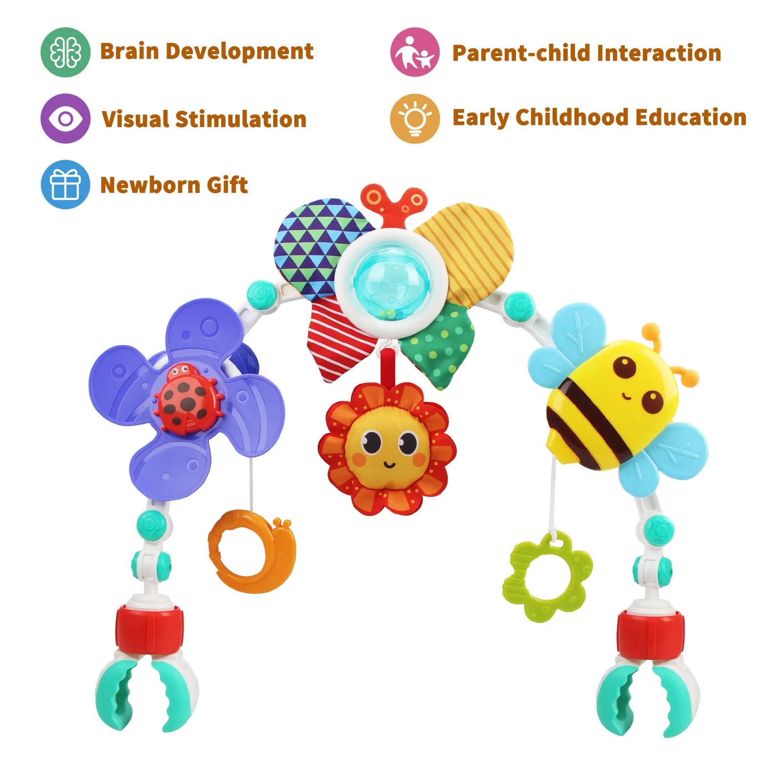 Baby Stroller Arch Toys Bouncer Toy Pram Activity Arch Toys Fine Motor Skills Toys Sensory Development Arch Baby Car Seat Toys